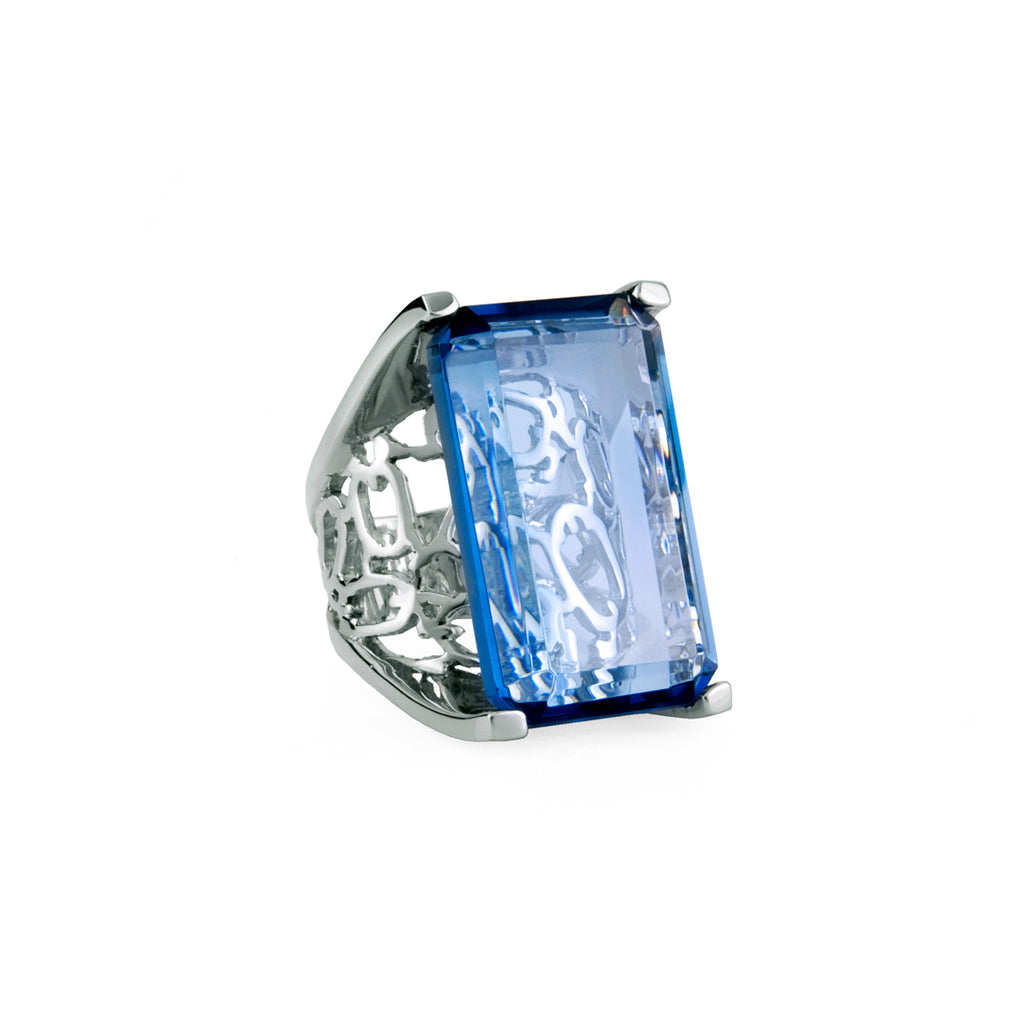 Ring El Guerrero rhodium blue