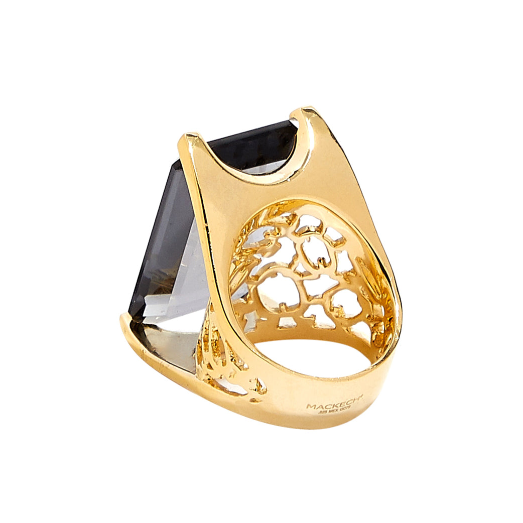 Ring El Guerrero gold plated smoke