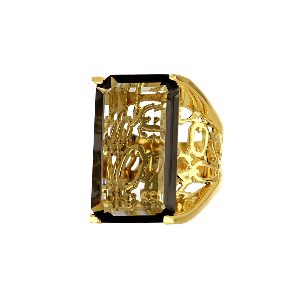 Ring El Guerrero gold plated smoke