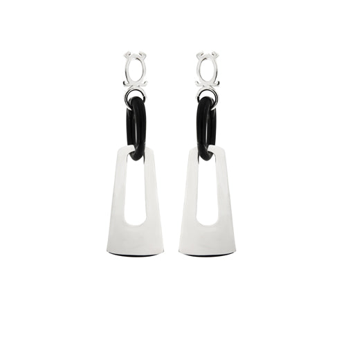 Eslabon Aire Vidrio soplado Negro Rec. de Plata Ligero