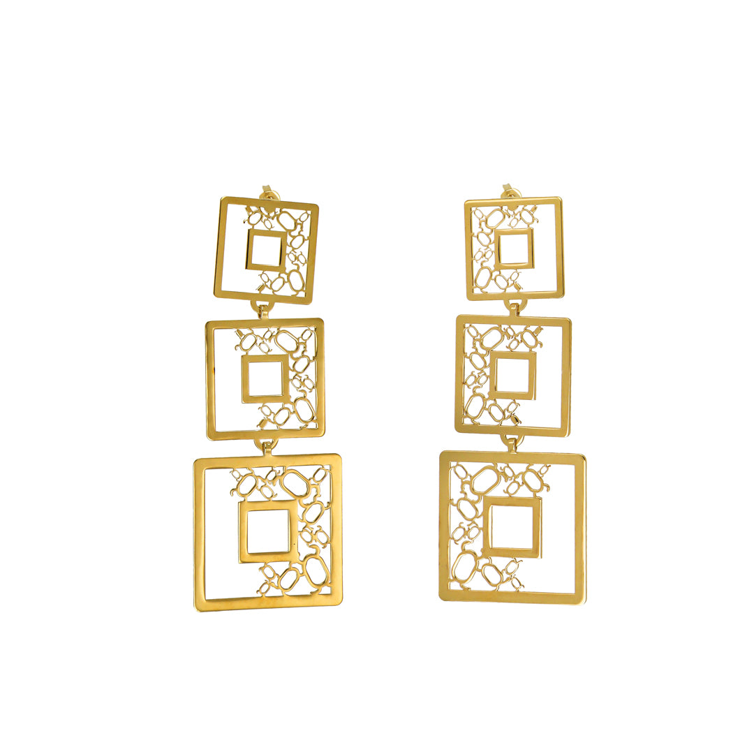 3 squares boy earring Growing love