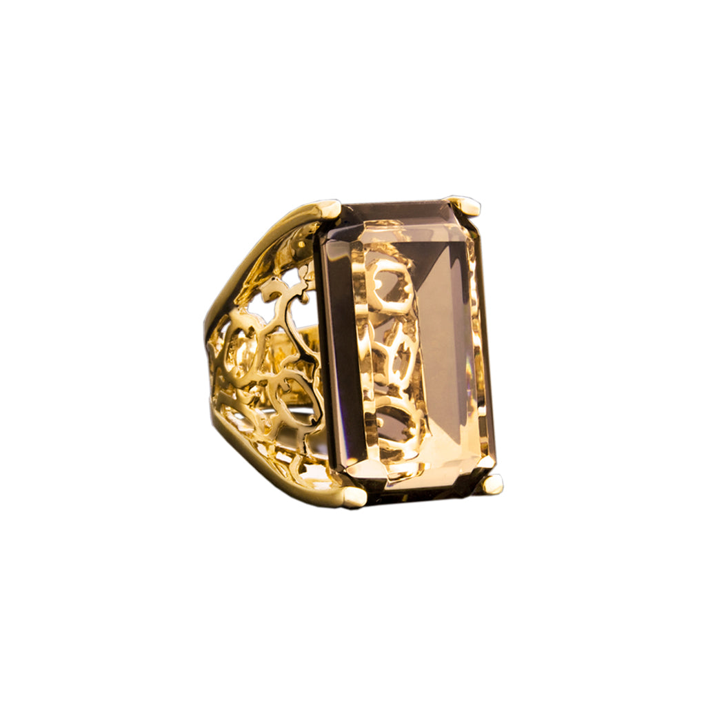Ring El Guerrero gold plated amber
