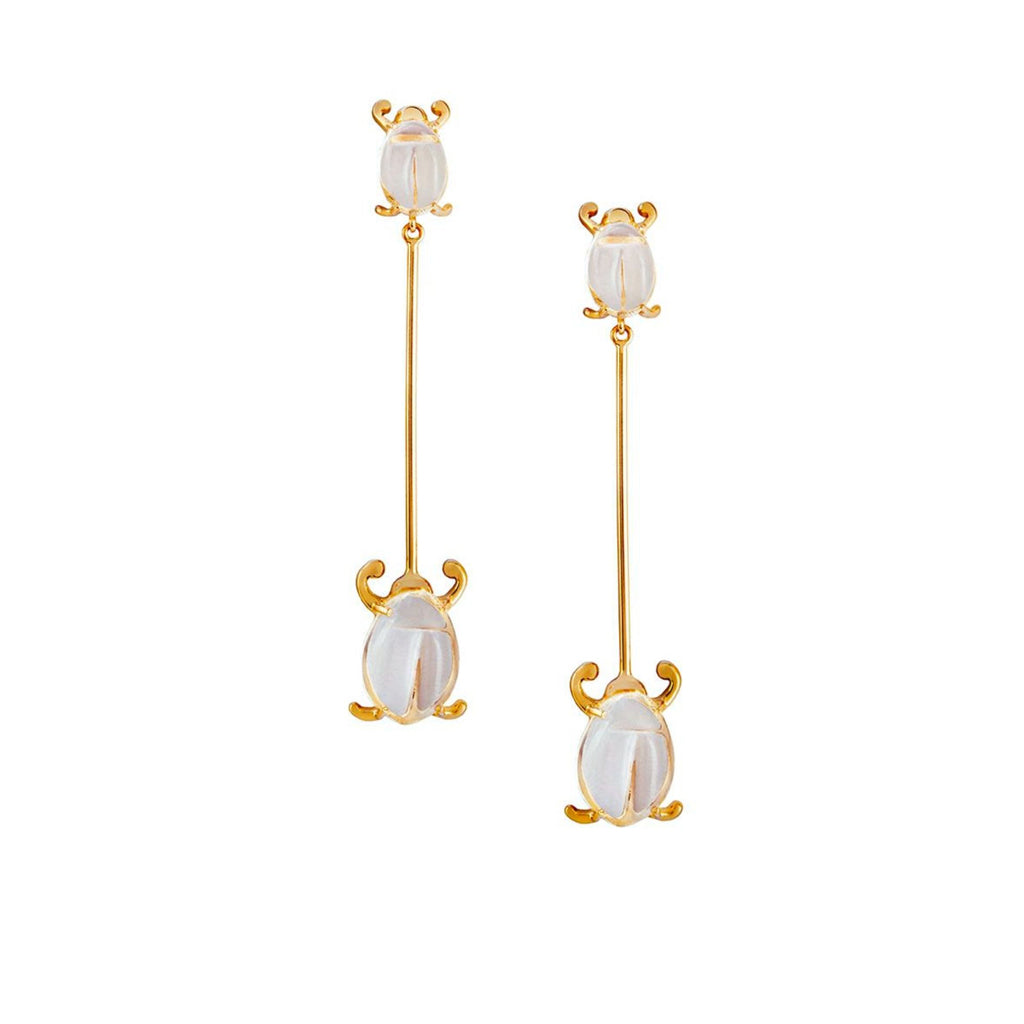 Aire double long gold plated earrings.