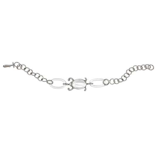 Rhodium and glass small link bracelet